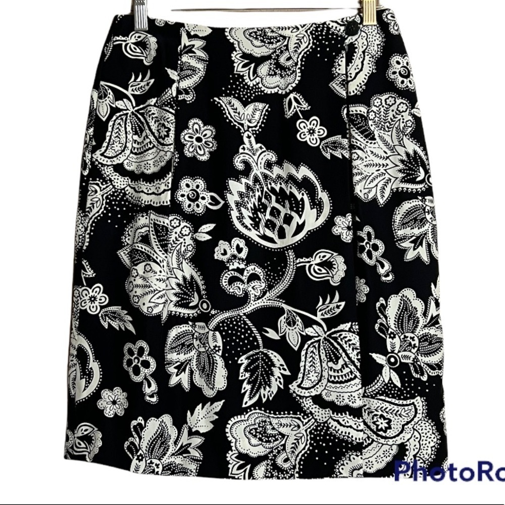 Vintage Dana Buchman 100% Silk Faux Wrap Skirt Size 8